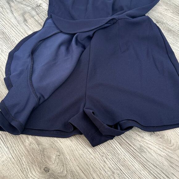 Crystal Doll Navy Ruffle Wrap Romper Spaghetti Strap Zip Back Size M Medium - Picture 5 of 12